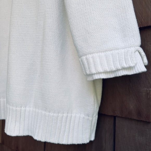 White 💯 Cotton Cardigan with Draped Detail on Front - Picture 8 of 10